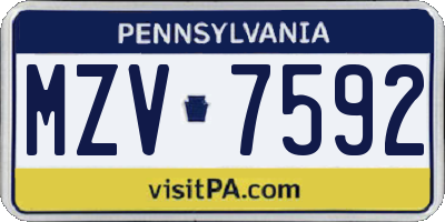 PA license plate MZV7592