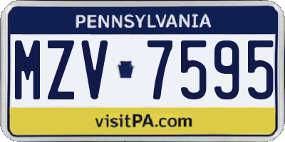 PA license plate MZV7595