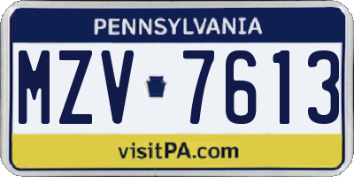 PA license plate MZV7613