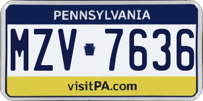 PA license plate MZV7636