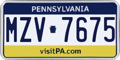 PA license plate MZV7675