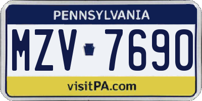 PA license plate MZV7690