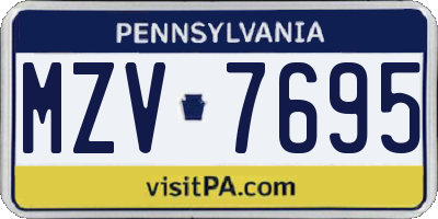 PA license plate MZV7695