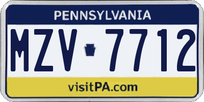 PA license plate MZV7712