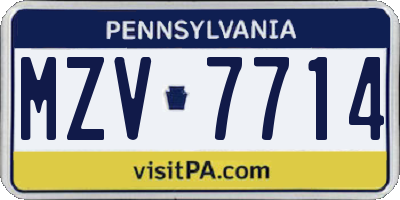 PA license plate MZV7714