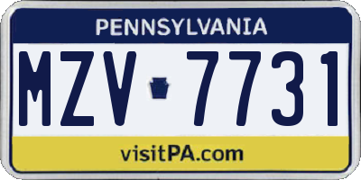 PA license plate MZV7731