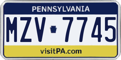 PA license plate MZV7745