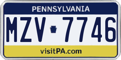 PA license plate MZV7746