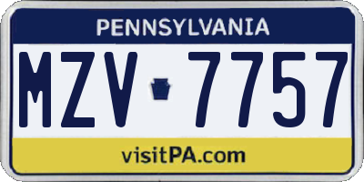 PA license plate MZV7757