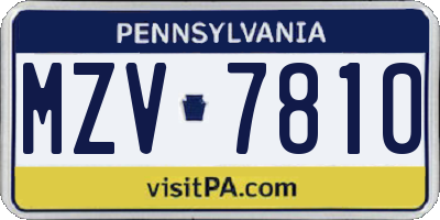 PA license plate MZV7810