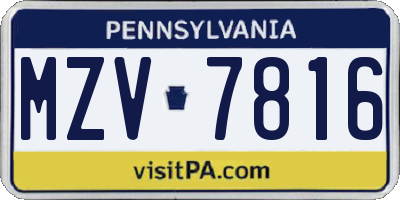 PA license plate MZV7816