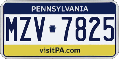 PA license plate MZV7825