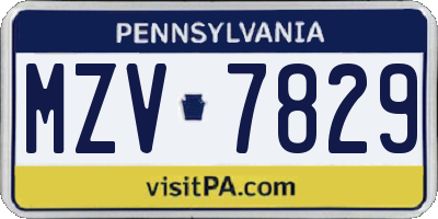 PA license plate MZV7829