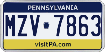 PA license plate MZV7863