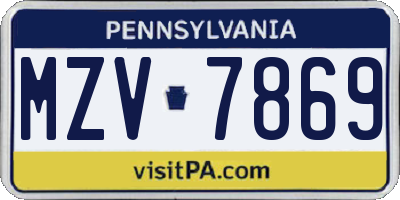 PA license plate MZV7869