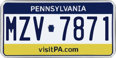 PA license plate MZV7871
