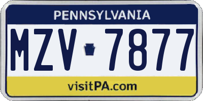 PA license plate MZV7877