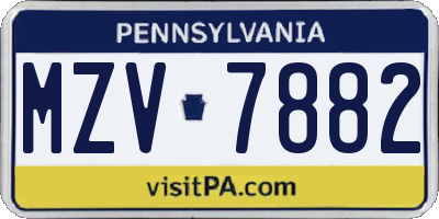 PA license plate MZV7882