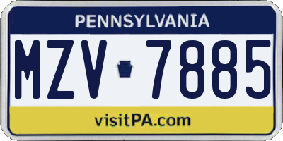 PA license plate MZV7885