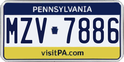 PA license plate MZV7886