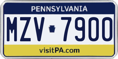 PA license plate MZV7900