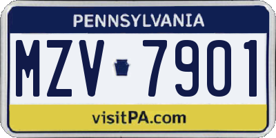 PA license plate MZV7901