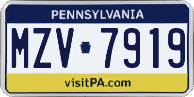 PA license plate MZV7919