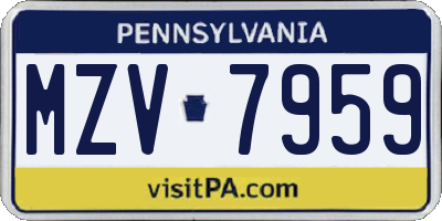 PA license plate MZV7959
