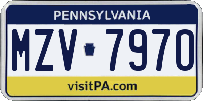 PA license plate MZV7970