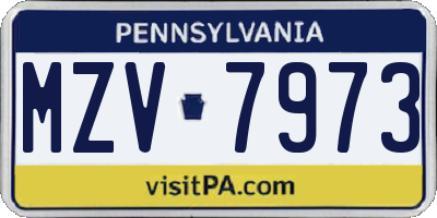 PA license plate MZV7973