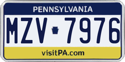 PA license plate MZV7976