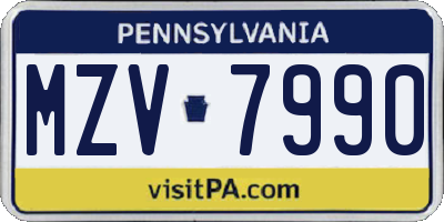 PA license plate MZV7990
