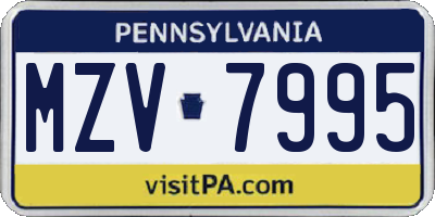 PA license plate MZV7995