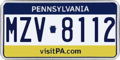 PA license plate MZV8112