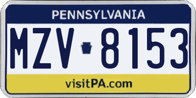 PA license plate MZV8153