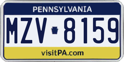 PA license plate MZV8159