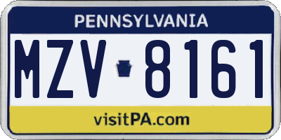 PA license plate MZV8161