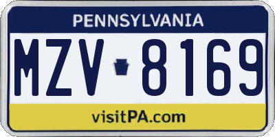 PA license plate MZV8169