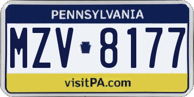 PA license plate MZV8177