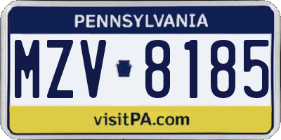 PA license plate MZV8185