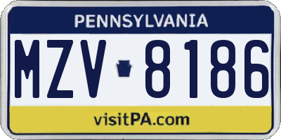 PA license plate MZV8186