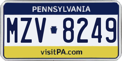 PA license plate MZV8249