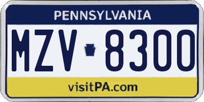 PA license plate MZV8300