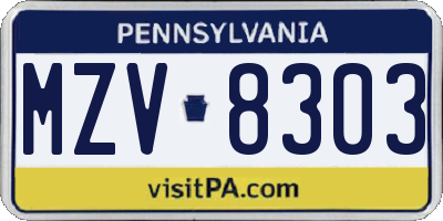 PA license plate MZV8303