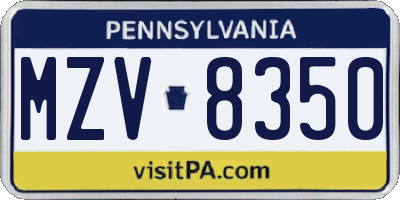PA license plate MZV8350
