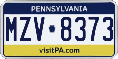 PA license plate MZV8373