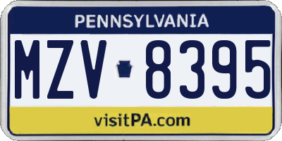 PA license plate MZV8395