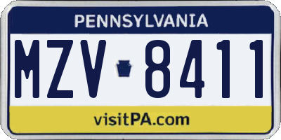 PA license plate MZV8411