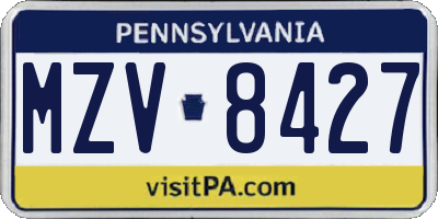 PA license plate MZV8427