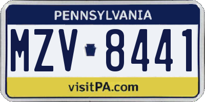PA license plate MZV8441